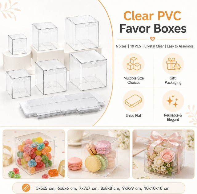 Transparente faltbare PVC-Geschenkboxen aus Kunststoff für Süßigkeiten und Partyzubehör - Bild 1
