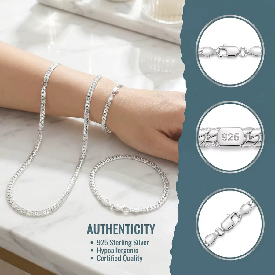 Andara Schmuck-Set 925 Silber, Halskette, Armband, Damen - Bild 2