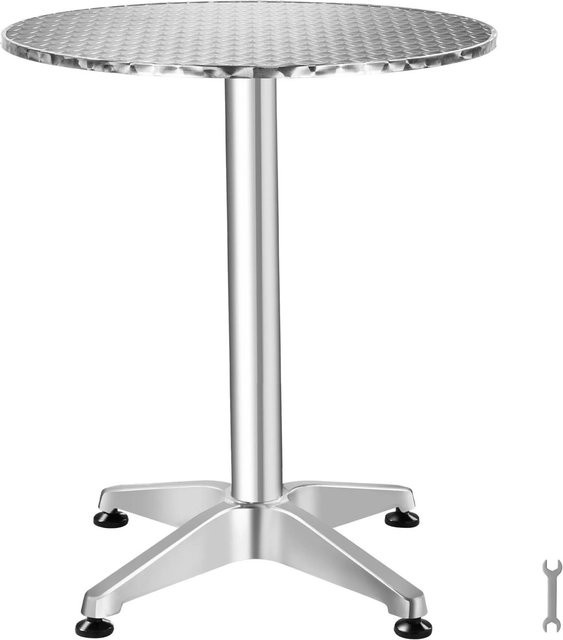 Tectake Aluminium Bistrotisch Viktor in Silber, wetterfest und klappbar mit zwei Aufbauhöhen, B/T/H: 67 x 67 x 115 cm - Bild 1