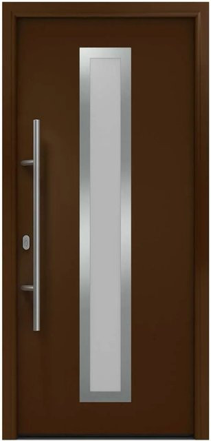 EcoStar Haustür Isopro IP 700S mit Glaseinsatz in Terrabraun, B: 110 cm, H: 210 cm, DIN Links - Bild 1