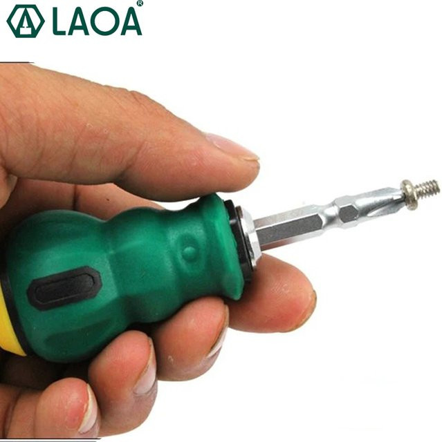 LAOA Mini-Schraubendreher aus S2-Stahl in Grün, Dual-Purpose Kreuzschlitz- und Schlitzschraubendreher für schmale Räume, PH2 - Bild 1