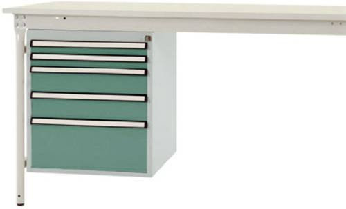 Manuflex ZB4852.0001 Gehäuse-Unterbau stationär aus Stahl mit 5 abschließbaren Schubfächern, Farbe: Grau/Weiß, Nutzhöhe: 500 mm, für Tischtiefe: 800 mm - Bild 1