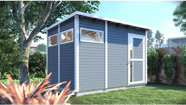 Bertilo Gartenhaus Pentus in Grau mit modernem Design und Flachdach aus Holz, B/T/H: 337 x 234 x 232 cm - Bild 1