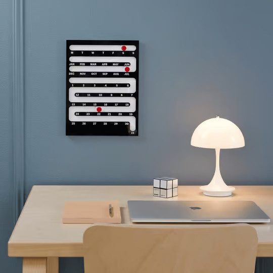 Ewiger Kalender Museum of Modern Art in Schwarz mit geometrischem Design, Wandkalender aus Kunststoff, B/H: 24,0 x 24,0 cm, Tiefe: 2,0 cm - Bild 2
