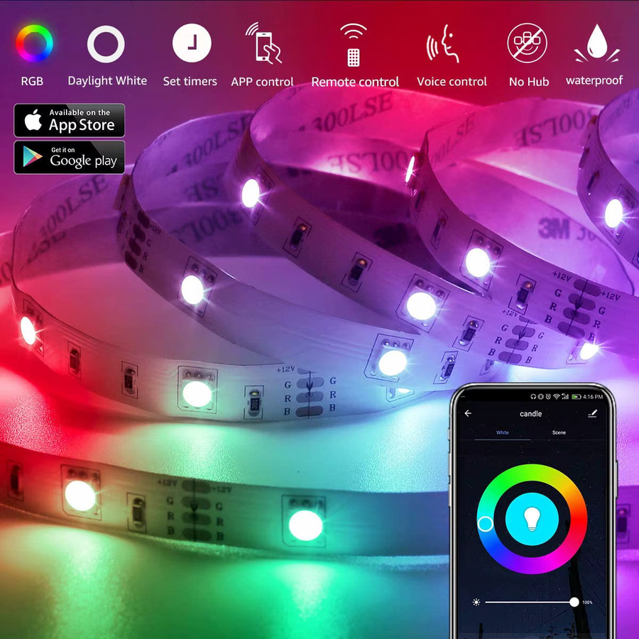 TAKEY LED-Streifen 5050 RGB und Warmweiß wasserdicht flexibel, Länge: 5 Meter - Bild 3