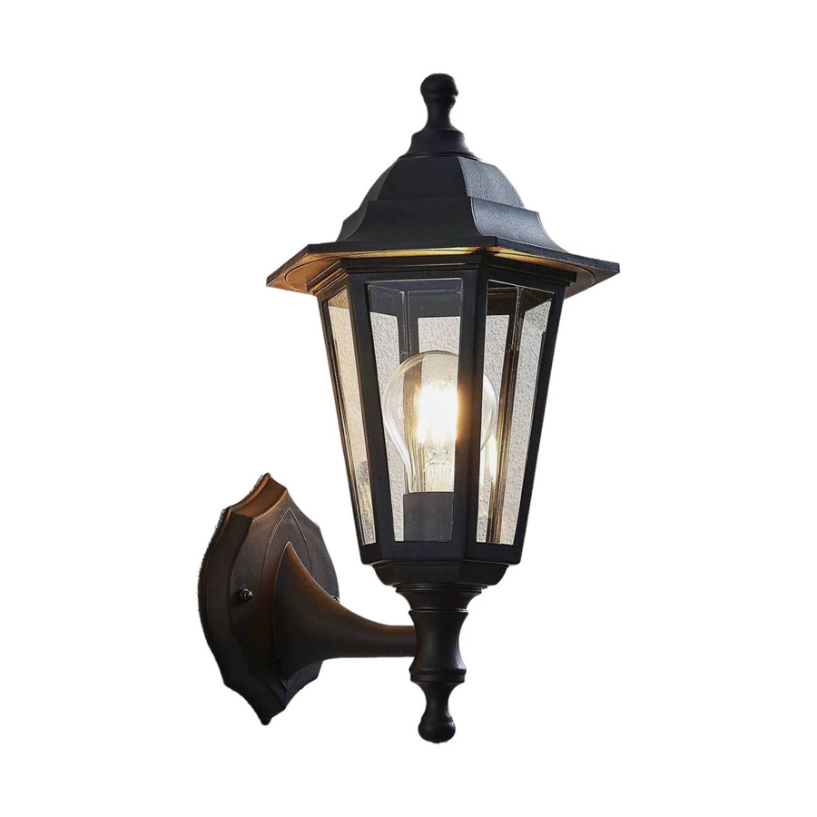Lindby Wandleuchte Außen Nane Schwarz Retro Vintage Antik, 1-flammig E27, IP44 Spritzwassergeschützt, Höhe: 35,6 cm, Breite: 22,1 cm, Tiefe: 17,1 cm - Bild 2