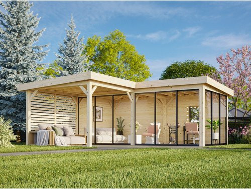 PALMAKO Pavillon Lenna Set 414 Slide aus Fichtenholz in Braun, B/H/T: 588 x 245 x 588 cm - Bild 1