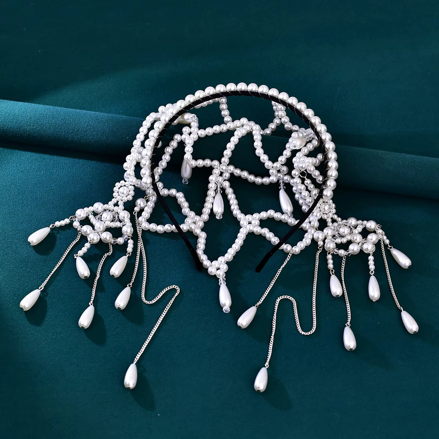 TOPQUEEN Kopfschmuck, Perlen-Fransen-Stirnband, Unisex - Bild 2