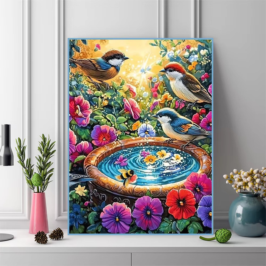 Momoart Diamant-Stickerei DIY Set mit Blumen- und Vogelmotiv für Erwachsene und Anfänger, Multicolour, B/H: 30 x 30 cm - Bild 3