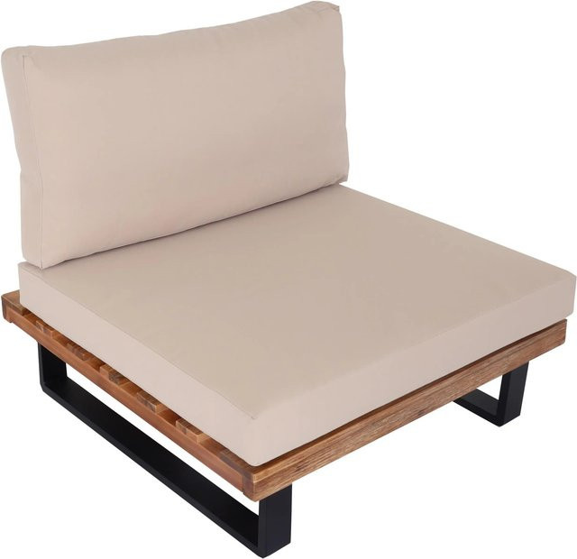 MCW Lounge-Sessel H54 aus Akazienholz und Aluminium in Hellbraun mit beigen Polstern - Bild 2