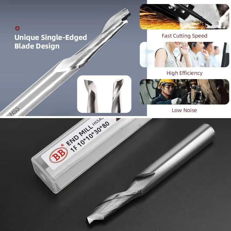 BB Einkantiger Schaftfräser 1-schneidig aus HSS für Metall und Aluminium, Farbe: Silber, Durchmesser: 3–10 mm - Bild 3