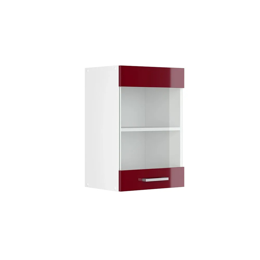 Vicco R-Line Küchen-Glashängeschrank mit Glastüren in Bordeaux Rot und Weiß Hochglanz, B: 40 cm, H: 60 cm, T: 31 cm - Bild 2
