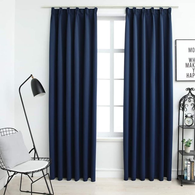 vidaXL Verdunkelungsvorhänge mit Haken, 2 Stück, Blau, B: 140 cm, H: 175 cm - Bild 3