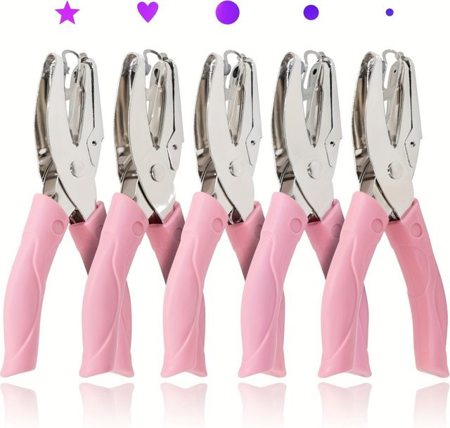 Einzellocher für Scrapbooking und DIY-Handwerk in Pink mit Herz, Stern und Kreis Formen - Bild 1