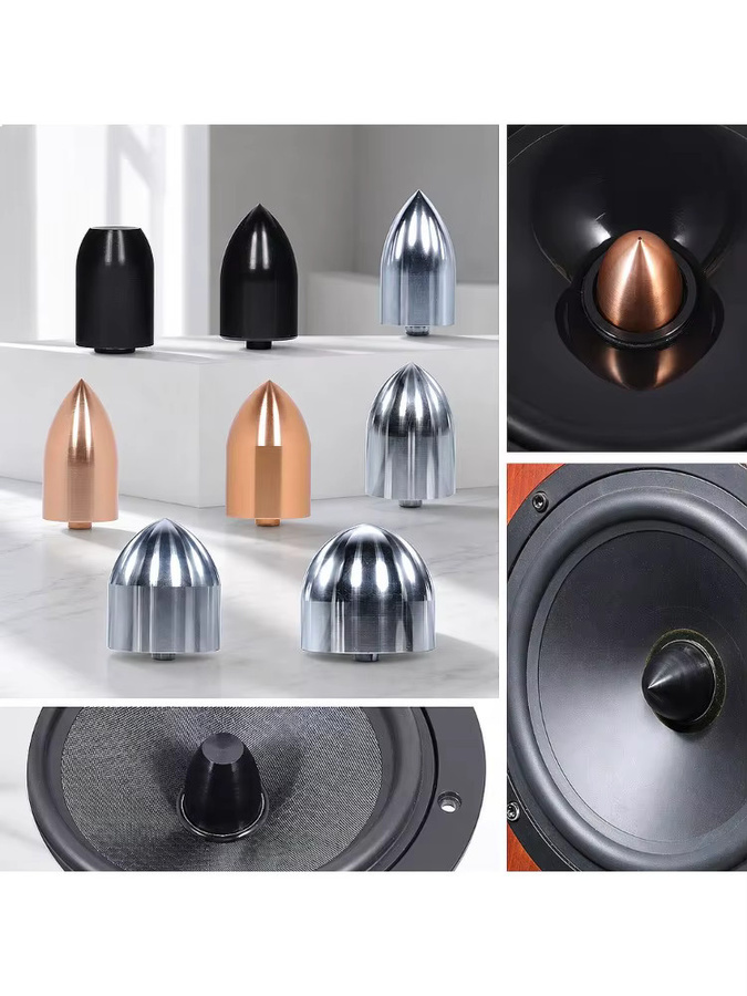 MW Audio 2er Set Aluminium-Lautsprecherkappen Staubschutz aus Metall für DIY Reinphasen-Konus in Silber oder Schwarz - Bild 1