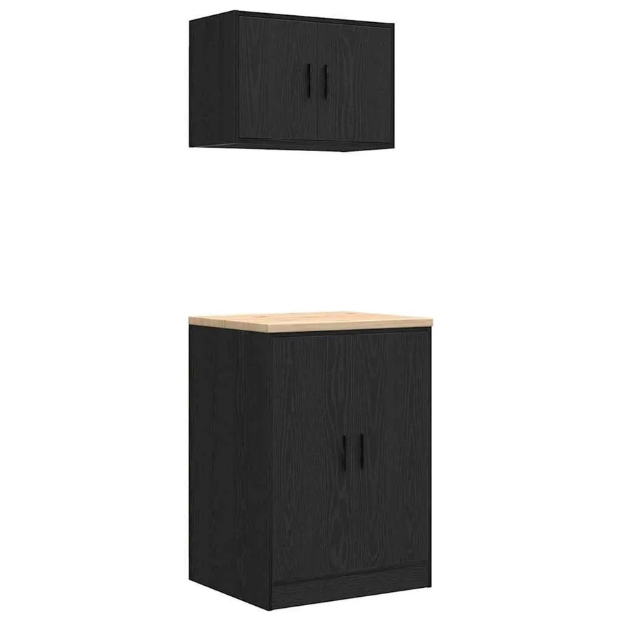 Set aus 2 vidaXL Garagenschränken aus Holzwerkstoff in Schwarz - Bild 2