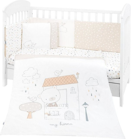 Kikkaboo Babybettwäsche My Teddy 6-teiliges Set aus 100% Baumwolle in Weiß mit Bettdecke 135 x 95 cm und Kopfkissen 45 x 35 cm
