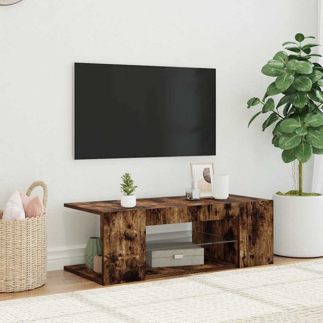 vidaXL TV-Schrank modern mit LED-Beleuchtung in Räuchereiche, B/T/H: 90 x 39 x 30 cm - Bild 3