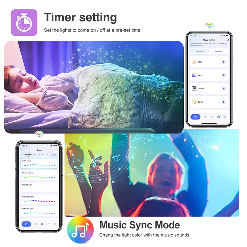 Acosh RGBIC LED Neon Flex Streifen mit Tuya WiFi App-Steuerung und Alexa Kompatibilität, Multicolour, DC 12/24V - Bild 4