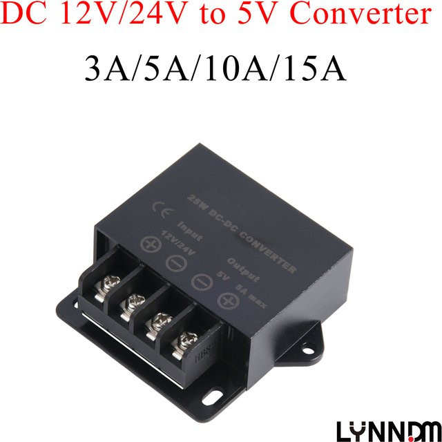 LYNNDM Elektrischer Spannungswandler DC 12V-24V zu 5V Step-Down-Spannungsmodul in Schwarz - Bild 1