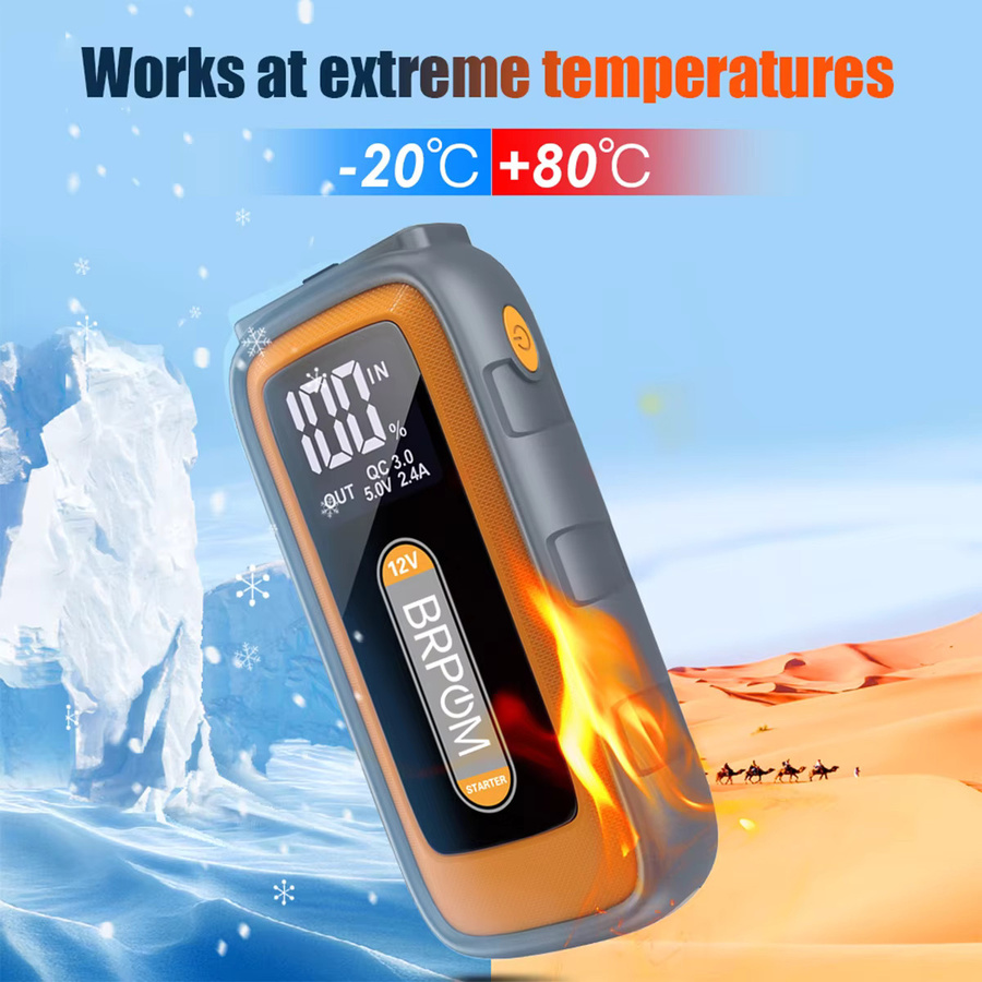 BRPOM Auto-Notstartgerät mit 26800mAh und 6000A Spitzenleistung, 12V Batterieladegerät und Starterbox mit Display und Notlicht sowie Powerbank Funktion - Bild 5