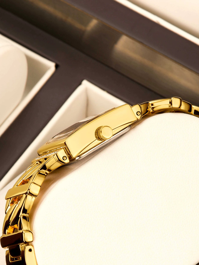 YaLaLuSi Armbanduhr Edelstahl, Quarz, Gold, Bicolor, Diamantbesetzt, Damen - Bild 3