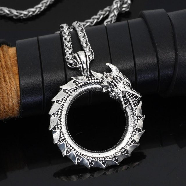 Wucifang Jewelry Halskette, Edelstahl, Schwarz, Ouroboros Valknut Anhänger, 50 cm, Herren - Bild 1