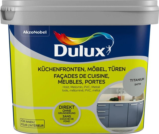 Dulux Fresh Up Lack für Küchen, Möbel und Türen in Satin Titanium, Grau/Silber, 0,75 l - Bild 1