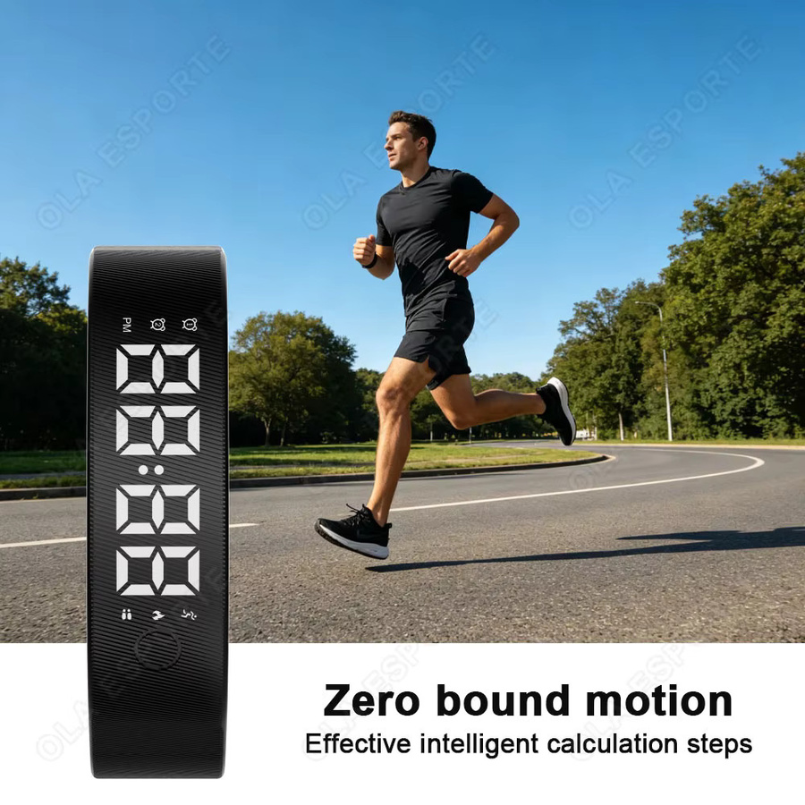 YeasMaie HW12 Smartwatch Wasserdichtes Smartband mit LED Digitalanzeige und Vibrationsalarm in Schwarz für Unisex - Bild 2