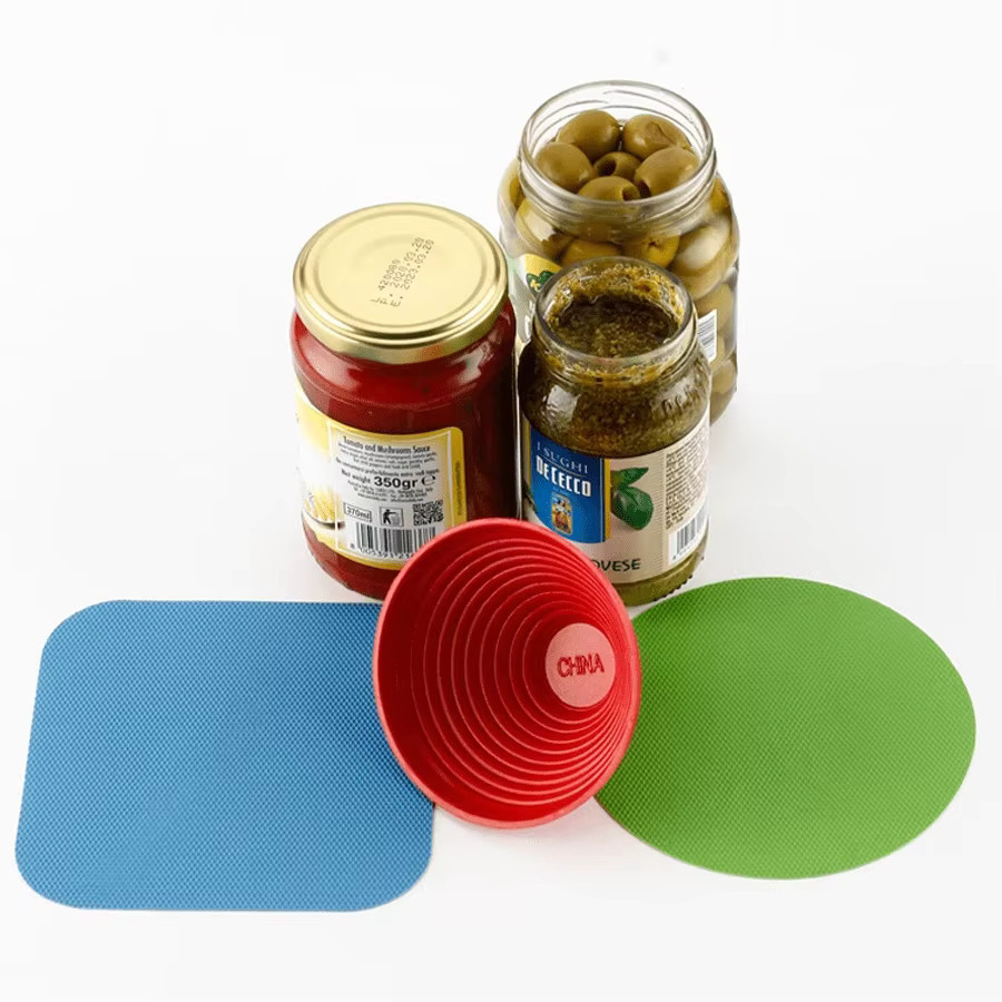 YOCITY Silikon Dosenöffner und Glasöffner in Blau mit ergonomischem Griff für rutschfestes Öffnen - Bild 2