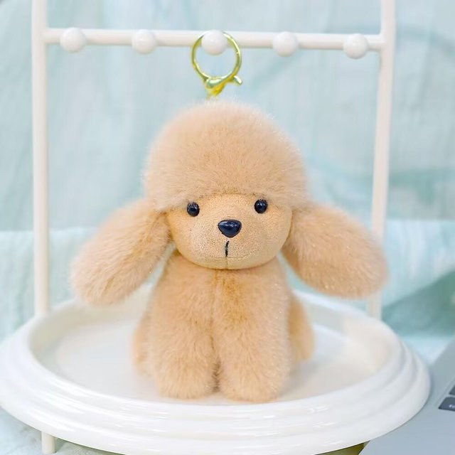 Schlüsselanhänger Linyi toy, Pudel Plüschhund, beige, 12cm, Kinder - Bild 1