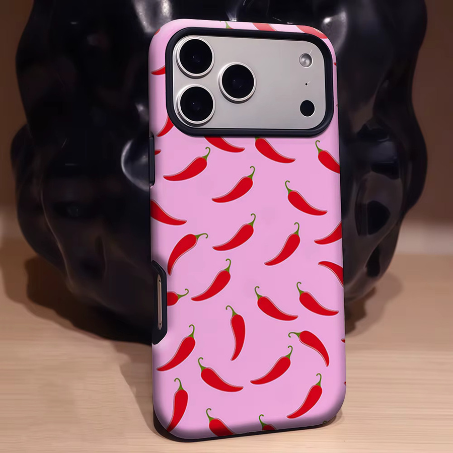 Aegis Schutzhülle mit Magnetfunktion für iPhone 17 16 15 14 Plus 13 Pro Max aus hartem PC in Pink und Chili-Paprika-Rot von Potdemiel - Bild 2