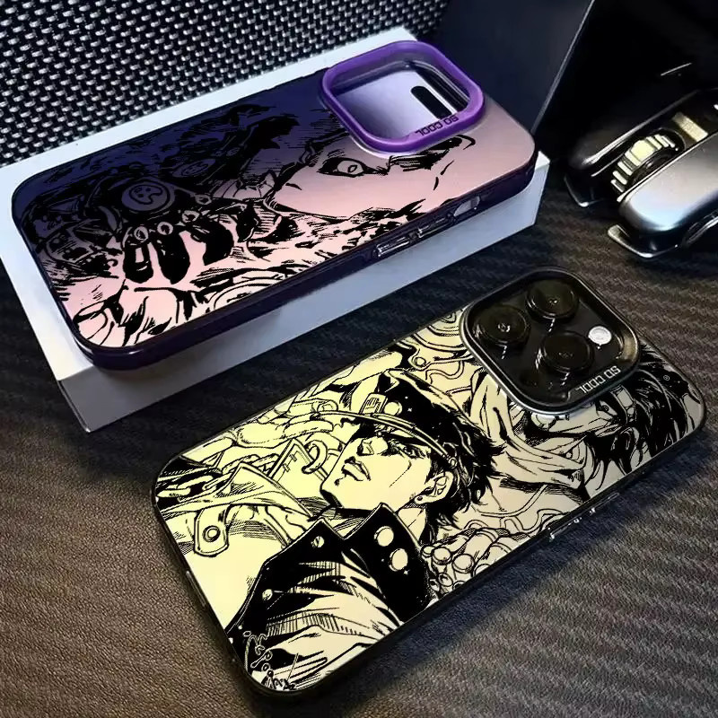 Sturzsichere Matte Handyhülle im Anime JoJos Bizarre Adventure Design für Apple iPhone 11 bis iPhone 17 Pro Max, Multicolor - Bild 2