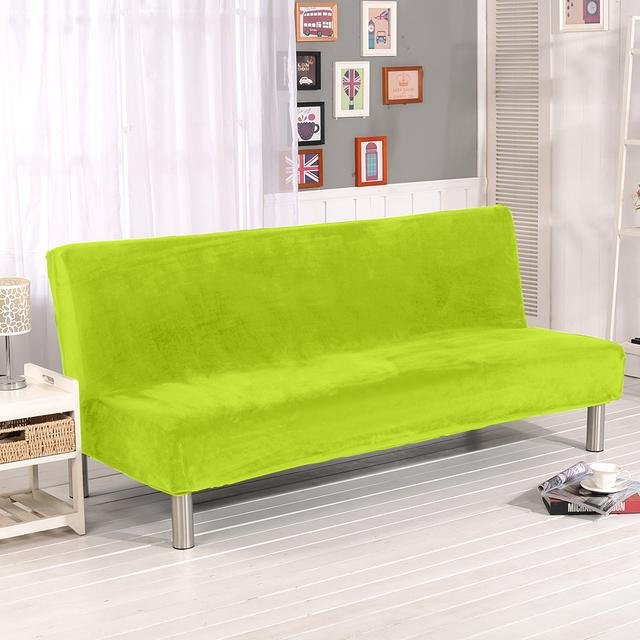 Leorate Samt-Plüsch Sofa-Bettbezug ohne Armlehnen in Zitronengelb mit geometrischem Design, elastischer Stretch-Bezug für Couch und Sofa, Breite: 185 cm bis 210 cm - Bild 1
