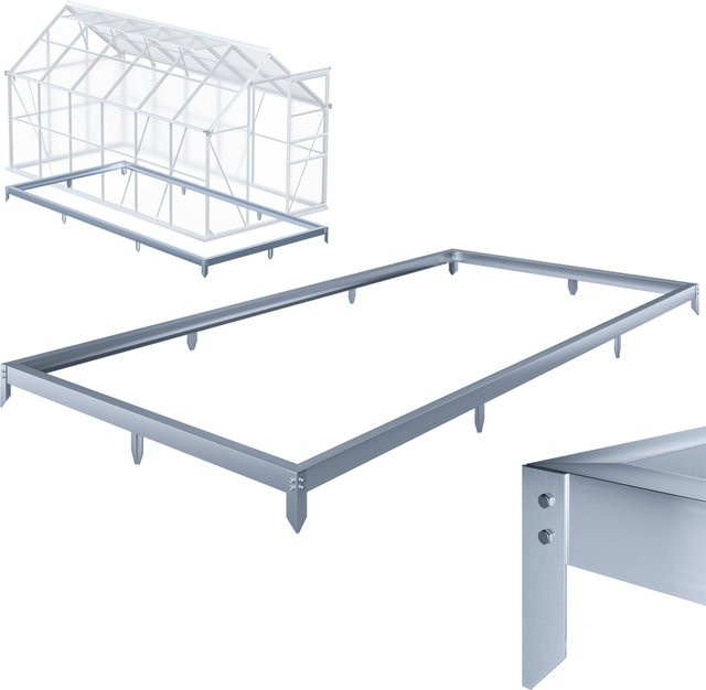 Verzinktes Stahlfundament für Gewächshaus von GARDEBRUK, Farbe: Silber, B/T/H: 380 x 190 x 12 cm - Bild 1
