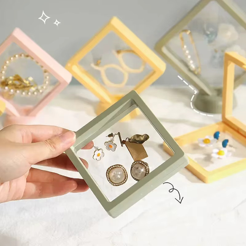 10er Set Transparente Schmuckverpackungsboxen aus Kunststoff für Ringe und Ohrringe mit Aufhängung - Bild 1