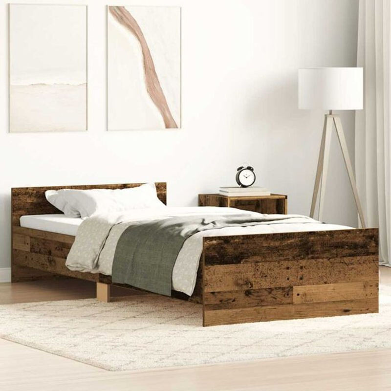 Vidaxl Einzelbett Bettgestell in Landhaus-Optik aus Holzwerkstoff, Braun, B/T/H: 90 x 190 cm - Bild 1