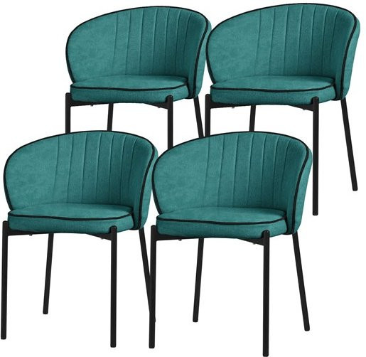 4er Set Esszimmerstühle ML-Design in Petrol mit Armlehnen und Metallbeinen - Bild 1