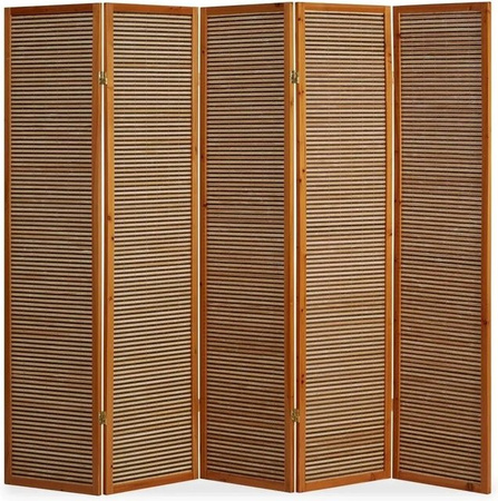 Homestyle4u 5-tlg. Paravent aus Bambus in Braun, B: 220 cm, H: 175 cm