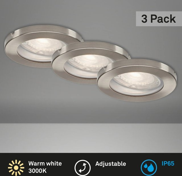 Briloner LED-Einbaustrahler 3er-Set rund in Nickel Matt mit IP65 Schutzart für das Badezimmer - Bild 1