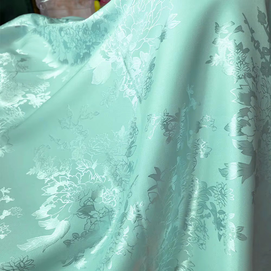 Findohope Floral Brokat Jacquard Damast Stoff in Gelb, 1 Meter für Näharbeiten und Vorhänge - Bild 2