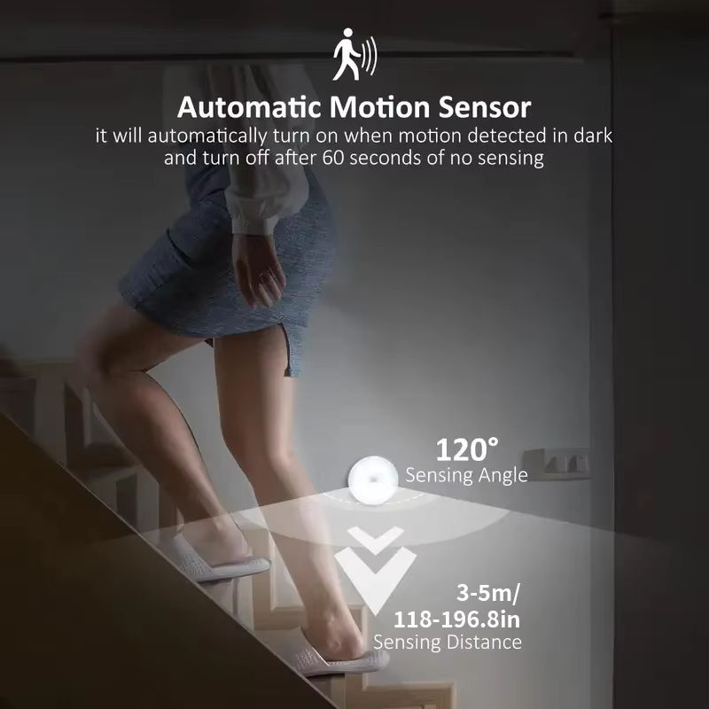 ZHIYU LED Nachtlicht mit Bewegungssensor, USB aufladbare drahtlose Schranklampe in Weiß für Küche, Garderobe und Treppe - Bild 2