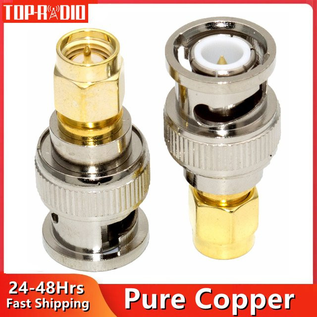 SMA-J auf BNC-J RF-Adapter Messing gerade in Gold für Walkie-Talkie Antennenanschlüsse - Bild 1