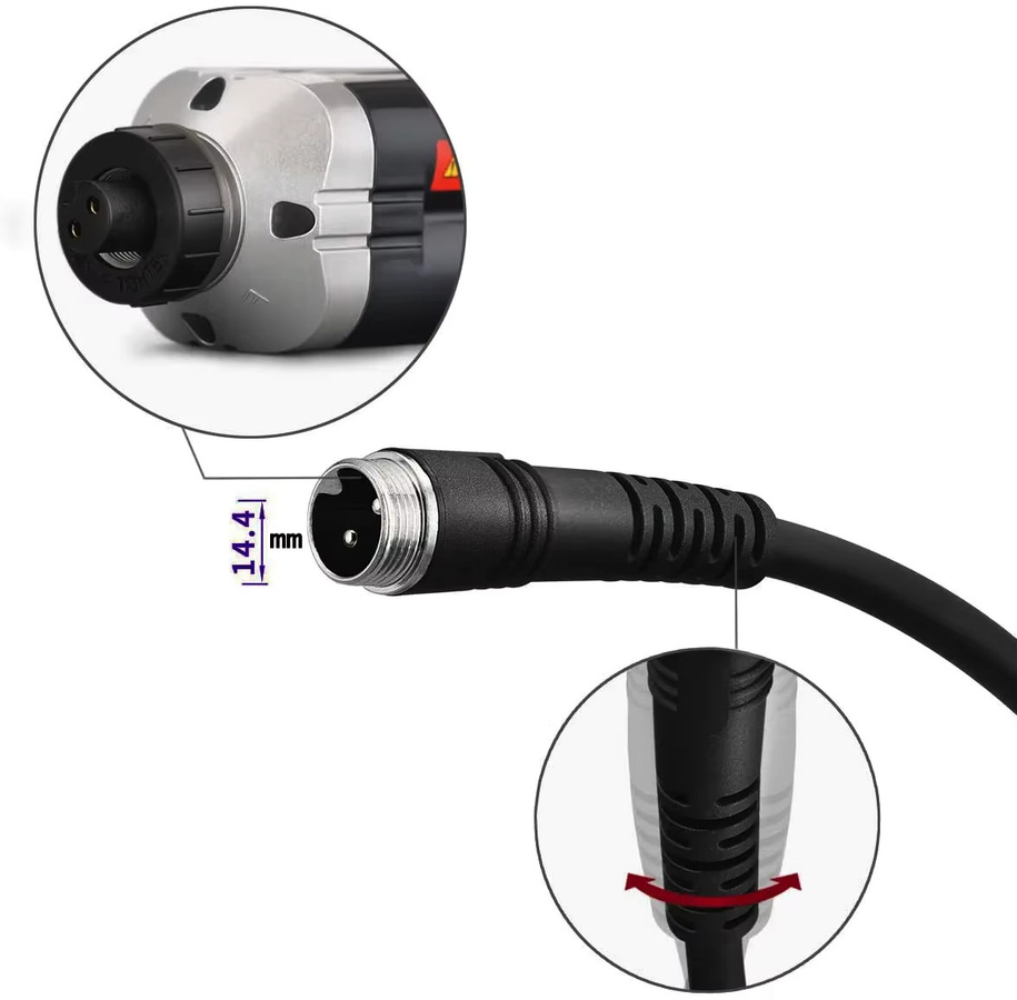 CONENSET Batterie Luftkabel für Shimano 2PIN zu 6PIN elektrische Angelrollen, Schwarz, Länge: 30 cm - Bild 2
