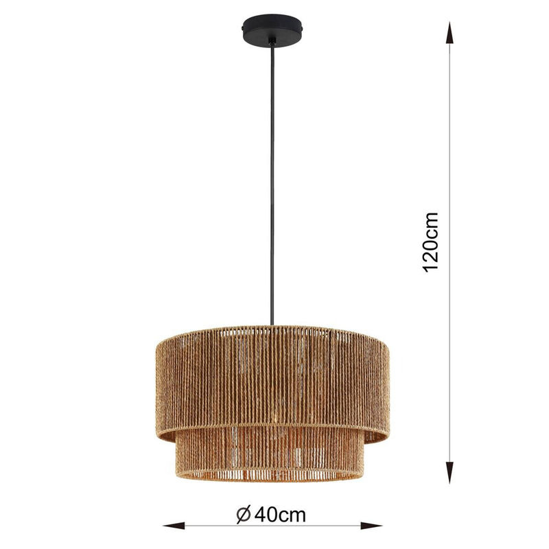Pocoline Pendelleuchte Carta in Schwarz und Natur aus Metall und Papier mit E27 Fassung, Höhe: 120 cm, Durchmesser: 40 cm - Bild 3