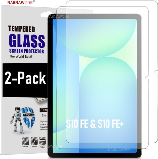 NABNAW Displayschutzfolie aus gehärtetem Glas für Samsung Galaxy Tab S10 FE und S10 FE Plus, transparent, 2 Stück - Bild 1