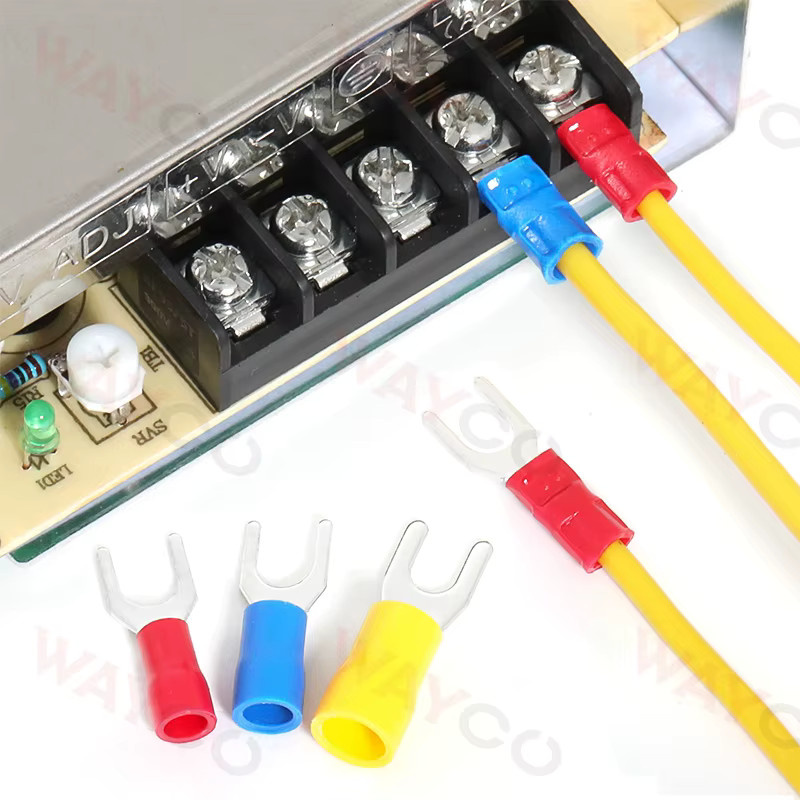 WAYCO 50er Set Gabel-Crimp-Terminals Vorisolierte Spatenstecker für M4 M5 M6 Kabelanschlüsse - Bild 2