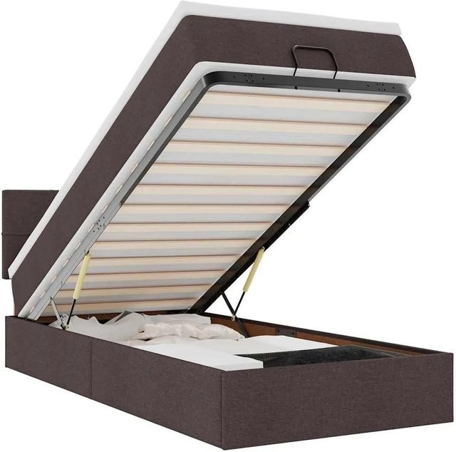 vidaXL Ottomane Bett mit Matratze und LED-Beleuchtung in Dunkelbraun, B/T/H: 90 x 200 x 140 cm - Bild 1