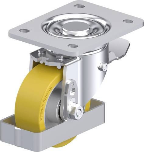 Blickle Stahlblech-Lenkrolle LH-ALTH 100K-3-ST-FS in Silber und Gelb mit 100 mm Rad-Durchmesser und 350 kg Tragfähigkeit - Bild 1