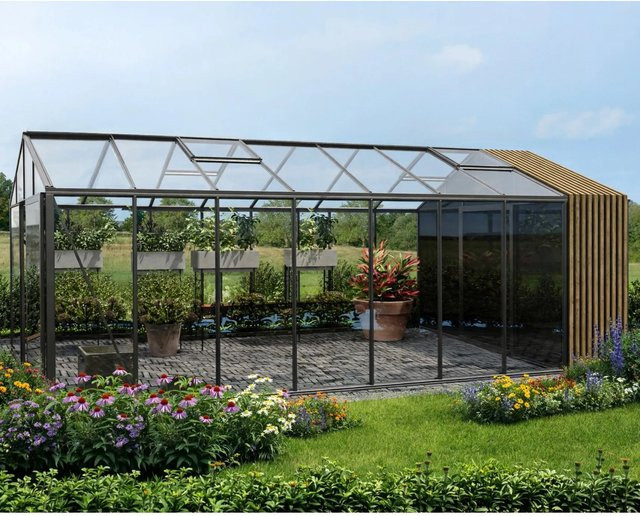 Bloomcabin Gewächshaus Klassik mit Accoya-Fusion und integriertem Stauraum in Schwarz - Bild 1